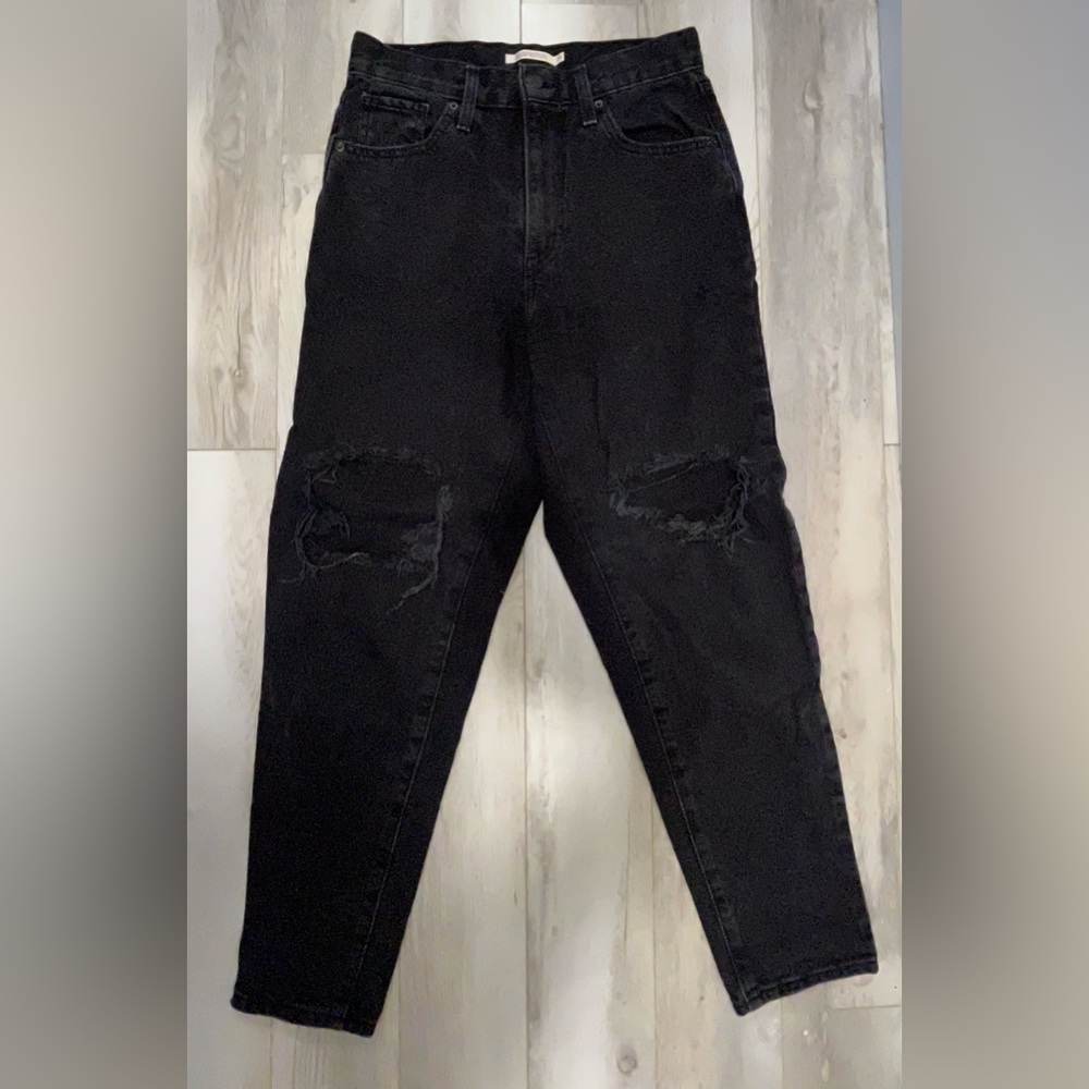 Black Distressed Mom Jeans